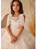 Beaded Lace Tulle Ruffled Flower Girl Dress